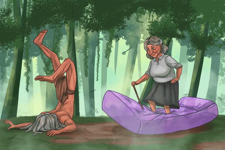 In her old age Jane used a lilo mattress to land on when she had finished swinging through the trees.